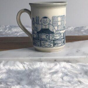 Biltons England Stoneware Coffee Cup Seafood Market Embossed 8 oz. Cottagecore